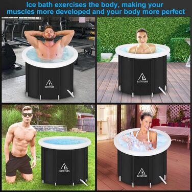 Надувна ванна для льоду Faltbare Eisbad - велика, чорна (80x65 см)