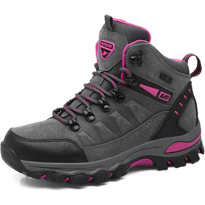 Трекінгові черевики для жінок та чоловіків: зручні, легкі, з антиковзаючою підошвою. Ідеальні для хайкінгу та активного відпочинку. Розміри 36 EU, кольори: сірий, рожевий, червоний.