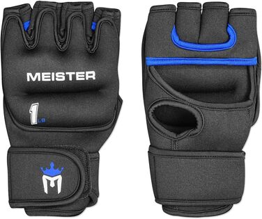 Неопренові вагові рукавички Meister Elite 0,5 кг для кардіо, чорні/сині, 2 шт.