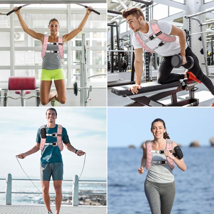 Вага для тренувань FraGraim, 6-16 кг з кишенею для телефону та світловідбиваючими смугами, для жінок та чоловіків. Ідеально для ходьби, силових тренувань, бігу, кардіо