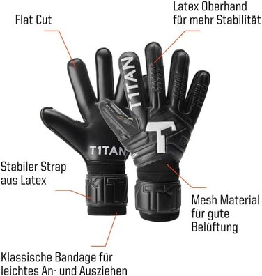Воротарські рукавички T1TAN Classic 1.0 Black-Out без захисту пальців, футбольні рукавички для воротарів, різні розміри та кольори