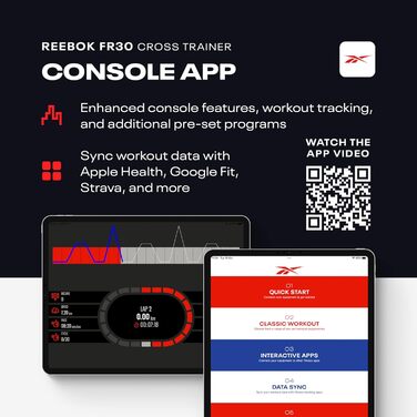 Еліптичний тренажер Reebok FR30 з Kinomap, маховик 9 кг, LED-дисплей, 32 рівні опору, 18 програм