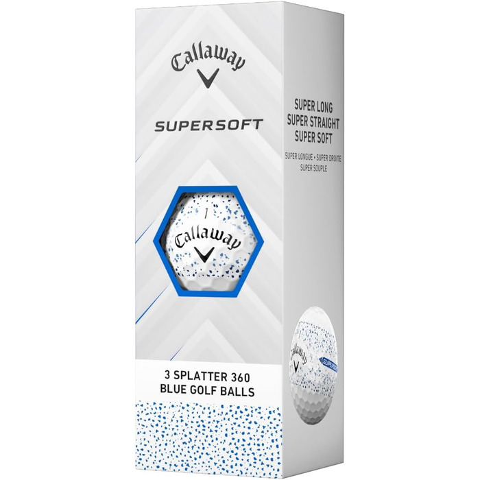Гольф-м'ячі Callaway Supersoft Splatter 360, 2025 рік, блакитні, з розпиленням