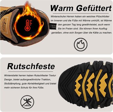 Чоловічі зимові черевики AX BOXING: утеплені зимові чоботи, теплі туристичні черевики для активного відпочинку, зимові боти, трекінгові черевики, розмір 41-46 EU, яскраво-жовтий колір, 42 EU