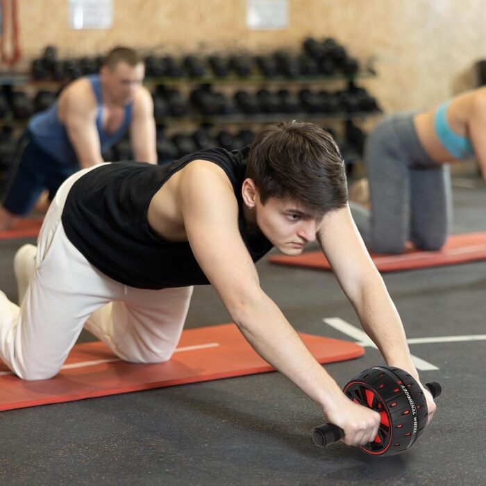 Ролер для пресу YIFMOO з килимком для колін, комплект: ролик для пресу, тренажер для пресу, підходить для початківців та професіоналів, неслизьке обладнання для тренування пресу вдома, фітнес-обладнання