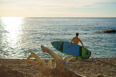 Надувна SUP-дошка Bestway Hydro-Force Touring Aqua Excursion 381×79×15 см, комплект для серфінгу