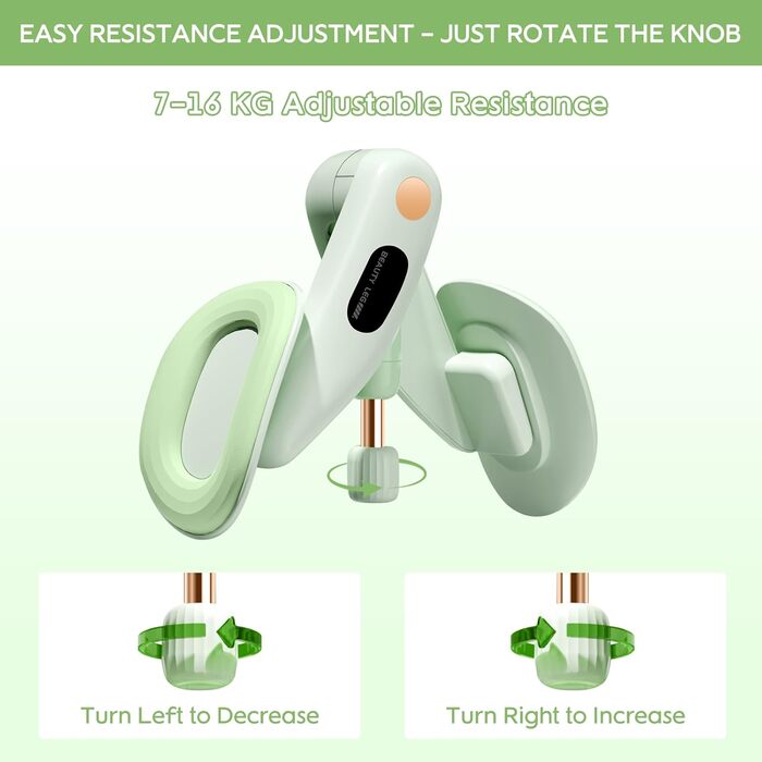Тренер для впрас для тазового дна для жінок, обладнання для тренування тазового дна, безпечний обертання на 360°, плавне регулювання ваги 7-16 кг, обладнання для фітнесу для дому, зелений, без лічильника