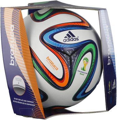 Офіційний футбольний м'яч adidas Brazuca, розмір 5, білий/синій/кольоровий