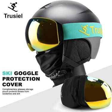 Лижна маска Trusiel для жінок і чоловіків, антифог, OTG, для окулярів, UV400, сумісна з шоломом, зелена (VLT 14%)