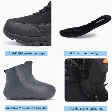 Чоботи зимові чоловічі SHULOOK Водонепроникні, теплі, зимові черевики, чоботи для снігу, трекінгові, туристичні, для роботи, кемпінгу, 44 EU, чорні
