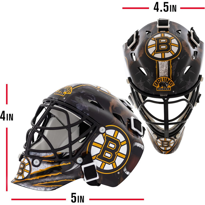 Міні-шолом воротаря Franklin Sports NHL Boston Bruins із чохлом – колекційна маска з офіційною символікою та кольорами НХЛ