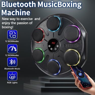 Розумна музична бокс-машина настінна з LED-підсвіткою, Bluetooth, 12 швидкостей, з рукавичками для боксу