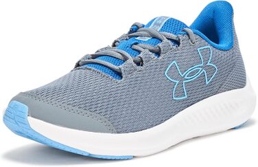 Кросівки для хлопчиків Under Armour Charged Pursuit 3 - Технічні бігові кросівки (34.5 EU, Titan Gray, Tech Blue, Horizon Blue)