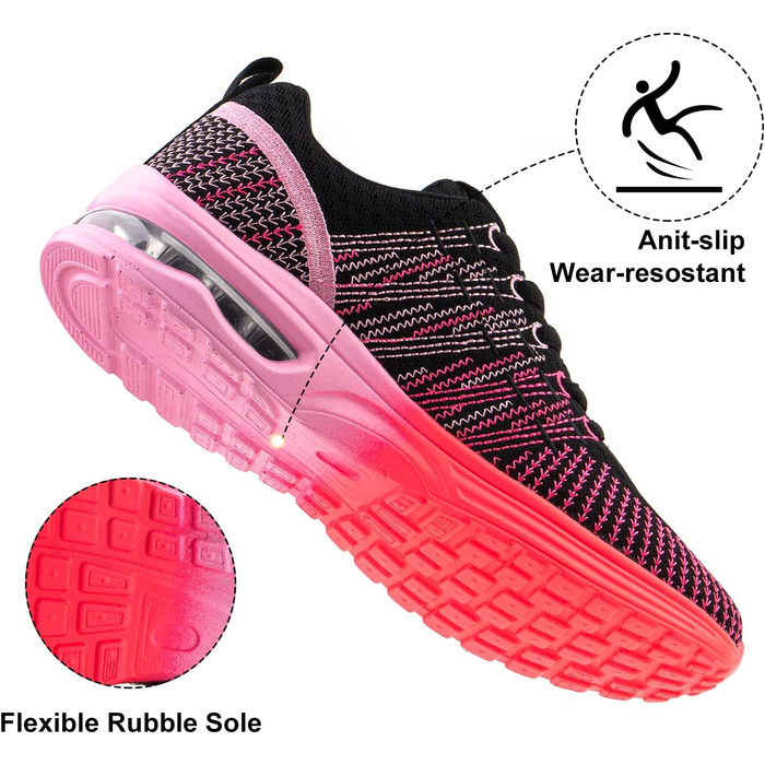 Жіночі кросівки для бігу Hitmars: спортивні, дихаючі, з амортизацією, антиковзкі, легкі, для вулиці, фітнесу, ходьби, рожеві та червоні, розмір EU 36-42
