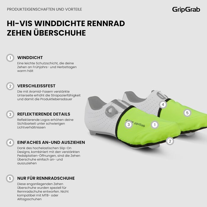 ГріпГраб Вітрозахисні Легкі Нагрівальники Пальців для Шосейного Велосипеда, Покриття Пальців, Жовті (XXL/XXXL (46-49))