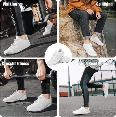 Босоніжки Geweo для жінок та чоловіків: зручні спортивні кросівки з широкою передньою частиною, легкі босоніжки для фітнесу, кросфіту, силових тренувань, трекінгу, унісекс, розміри 37-47 EU (білі, 45 EU широкі)