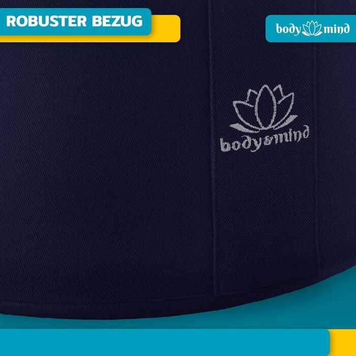 Йога-подушка Body & Mind® для медитації та сидіння; знімний чохол, дихаюча преміум-наповнювач, висота 18 см (Блакитний)