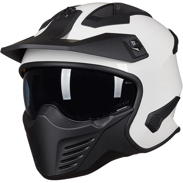 Мотошолом інтегральний IL Helmets 726X для чоловіків, ретро, з візором, ECE, білий, розмір M