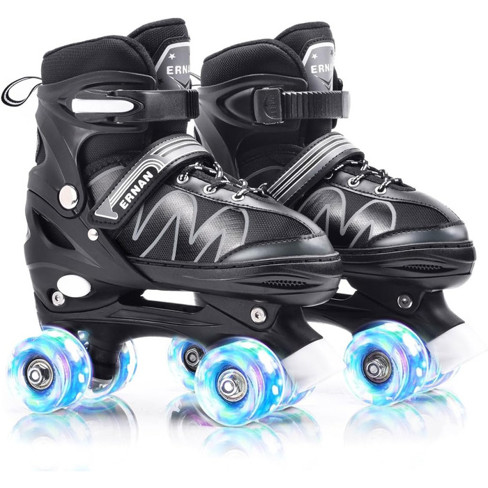 Роликові ковзани ERAN для дітей з LED підсвічуванням. Комфортні ролики для юнаків та початківців. 4 розміри, ролики для дівчаток, хлопчиків та початківців (білий, M)