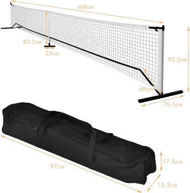 Набір для піклболу GYMAX з металевим каркасом, 6.7 м, з сумкою, вологостійкий, для тренувань у саду, на пляжі та задньому дворі