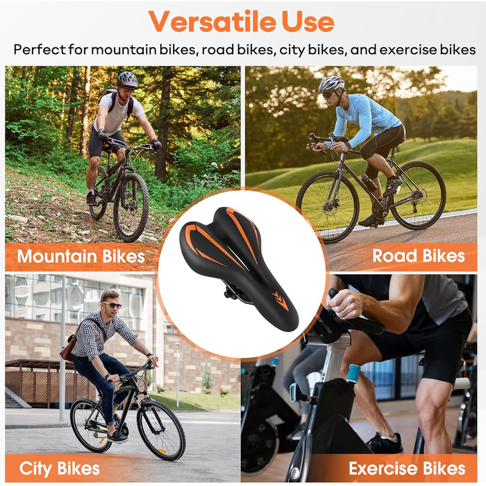Гелевий велосипедний сідло MSDADA для жінок та чоловіків, водонепроникний, помаранчевий