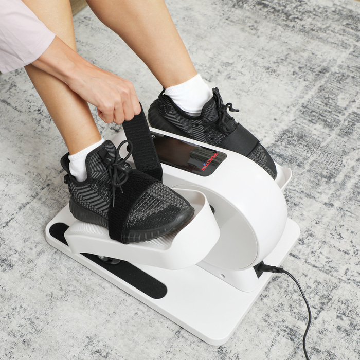 Компактний еліптичний тренажер SPORTNOW для дому під стіл. Електричний крос-тренажер з 12 рівнями швидкості та 7 рівнями опору.