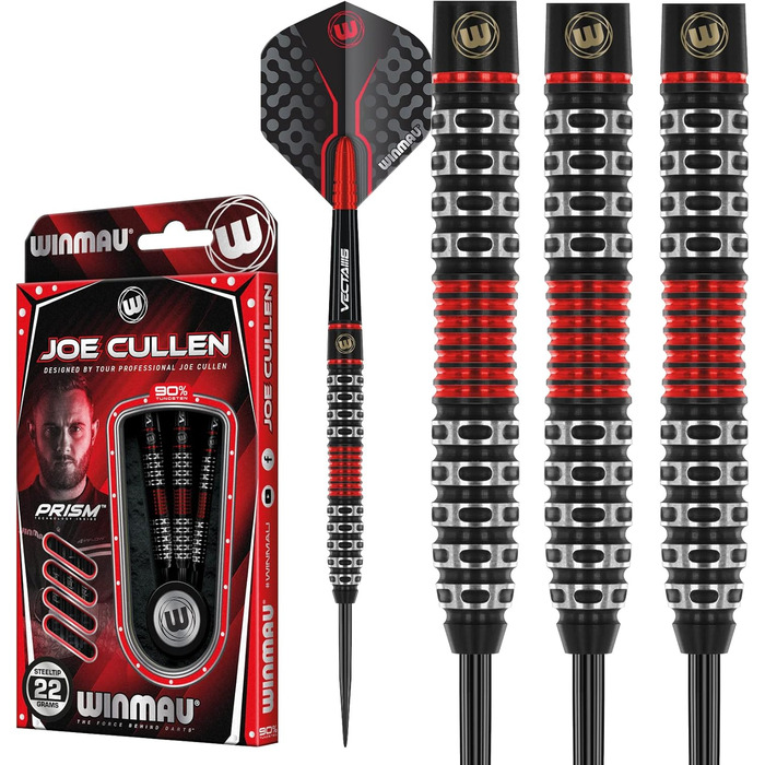 Дротики WINMAU Joe Cullen Special Edition 22 г професійні, вольфрамові, з оперенням і стрижнями