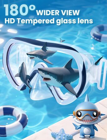 Дитяча маска для снорклінгу та дайвінгу Supertrip, 6-14 років, скло, для хлопчиків та дівчаток (SeaBlue)