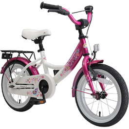 Дитяче велосипед BIKESTAR 14 дюймів для хлопчиків та дівчаток від 4 років | Класичний дизайн | Рожево-білий | Без ризику тестування