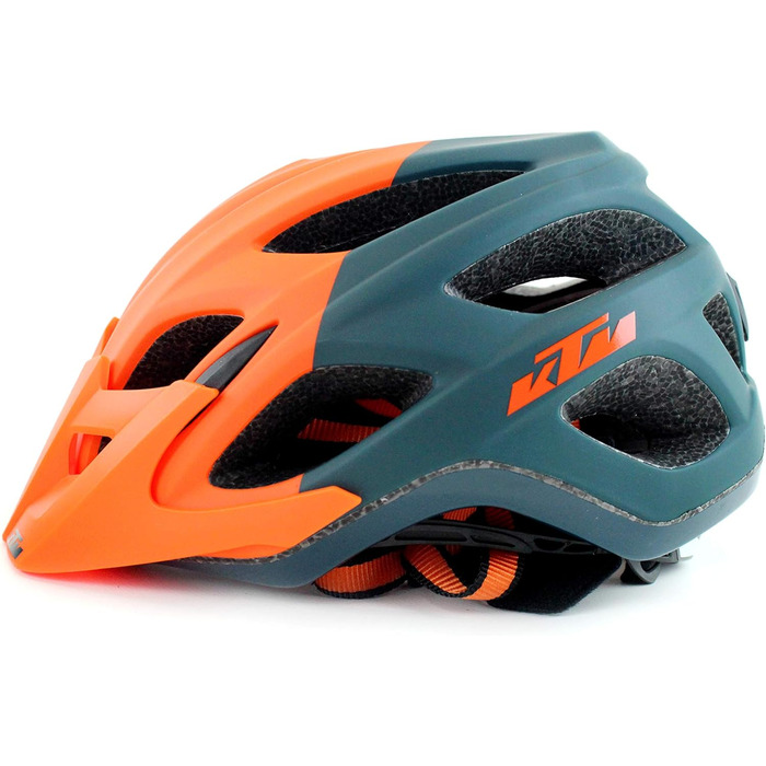 Велошолом KTM Factory Character 2021 з магнітною застібкою Fidlock, помаранчево-матовий/петрол, розмір 54-58 см