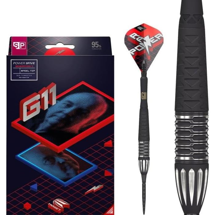 Дротики для дартсу Target Phil Taylor Gen 11 Power 9-Five Swiss Point, 95% вольфрам, 22/24/26 г, професійний набір гравця