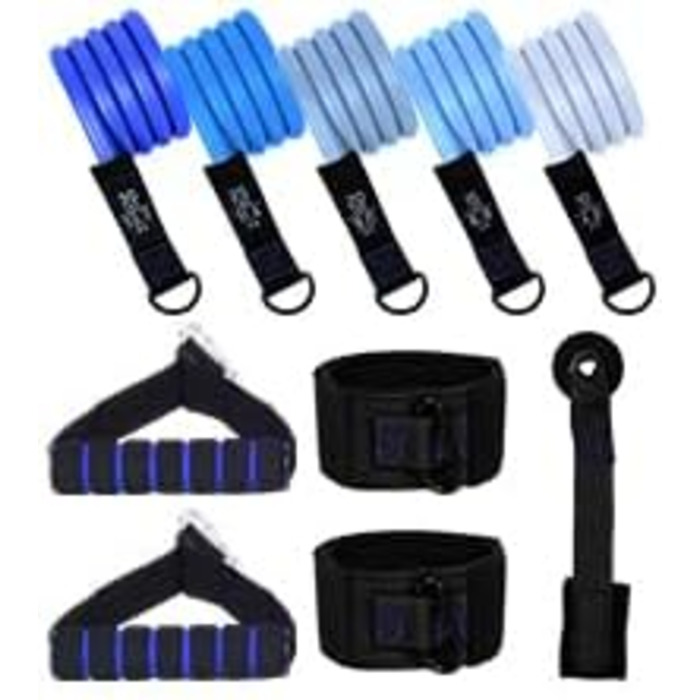 Набір еластичних стрічок Abahub для фітнесу з дверним кріпленням, ручками та петлею для ніг. Ідеально для тренувань всього тіла, домашнього спортзалу, підходить для початківців та досвідчених (100LB)