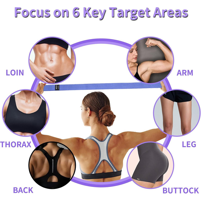 Набір еластичних стрічок для фітнесу 3шт, стрічки опору з 3 рівнями, фітнес-стрічки для жінок/чоловіків, силові тренування, йога, пілатес, фітнес (поступовий фіолетовий)