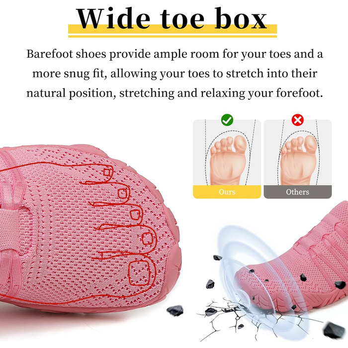 Босі кросівки для жінок та чоловіків: широкі, легкі, дихаючі, з підошвою Zero-Drop, для трейлу, фітнесу, бігу по вулицях. Унісекс, розміри 36-46 EU, колір рожевий