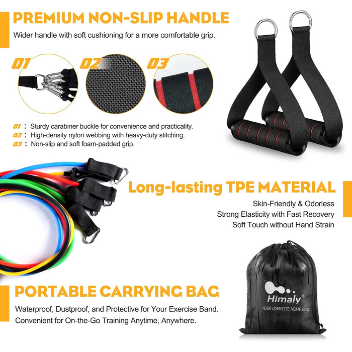 Набір еластичних стрічок Himalaya Widerstandsbänder Set 100lbs/150lbs для фітнесу, йоги, пілатесу та силових тренувань (68 кг)