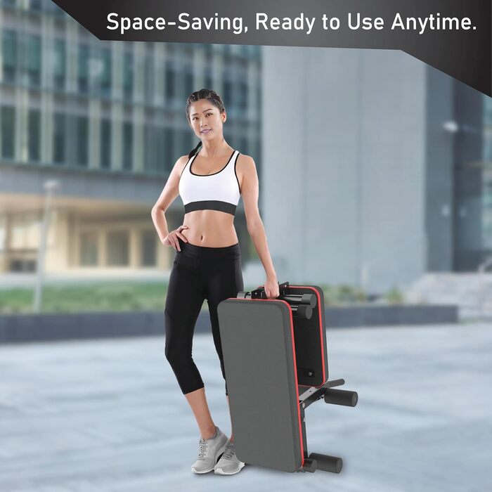 Скляна та плоска лава для тренувань, складана, з регулюванням кута нахилу, для тренувань всього тіла, чорна, оновлена версія, вантажопідйомність 300 кг