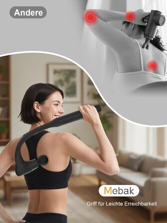 Масажер для м'язів Mebak M3 - 5 швидкостей, тиха робота, для спини, плечей та тіла, чорний