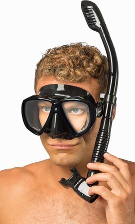 Набір для снорклінгу Cressi Ranger & Dry: маска, трубка, екіпірування, чорний колір