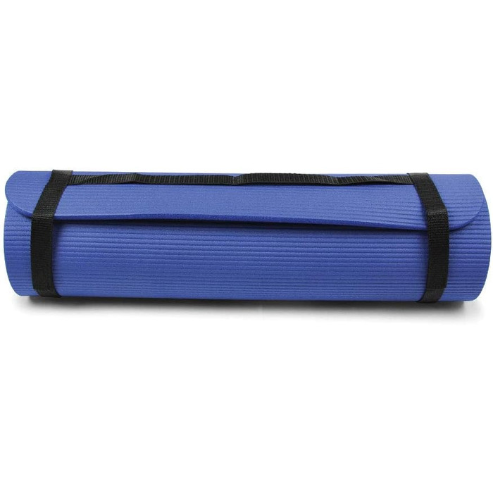 Фітнес-мат Fitness Mad для йоги та гімнастики, синій, 182×58 см, NBR піна, антибактеріальна поверхня, з ременем для перенесення, для дому і спортзалу
