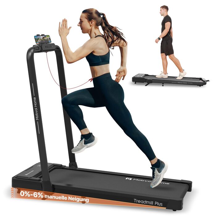 Біговий тренажер Mobvoi Home Laufband Plus: Розумний AI 3-в-1, складний, 2.5 PS, LED-дисплей, динаміки, велика поверхня для бігу, додаток TicSports, до 120 кг, швидкість до 12 км/год, регулювання нахилу