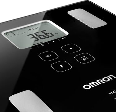 OMRON Viva – розумні ваги-аналізатор складу тіла з Bluetooth і додатком, вимірювання жирової маси, ваги, вісцерального жиру, м'язової маси, базового обміну та ІМТ; для 4 користувачів, тонометр з Bluetooth