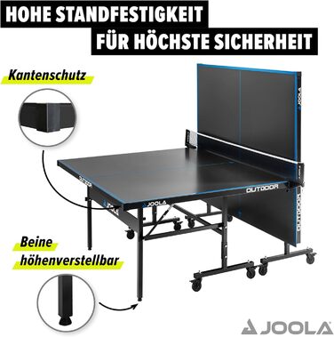 Стіл для настільного тенісу JOOLA Outdoor, професійний, алюмінієва композитна поверхня 6 мм, складний, з сіткою, для вулиці, вологостійкий