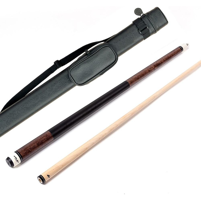 Більярдний кий Riley з ручкою з штучної шкіри, 58 дюймів (147 см), наконечник 13 мм, темне дерев'яне забарвлення, з кейсом