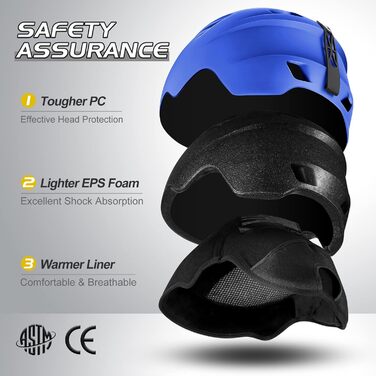 Шолом для сноуборду та гірських лиж Odoland з маскою: захист UV 400, вітрозахист, розмір M (55-59 см)