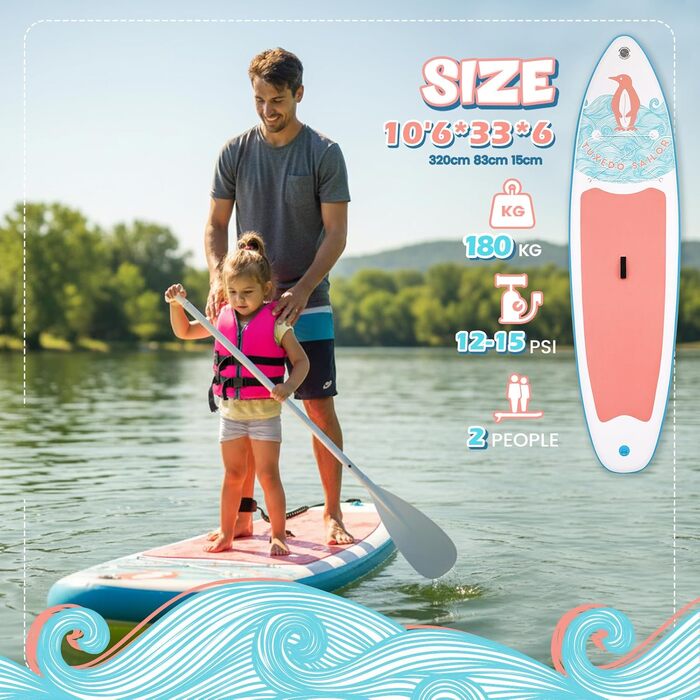 SUP дошка надувна Tuxedo Sailor 320 см рожева для дорослих з аксесуарами