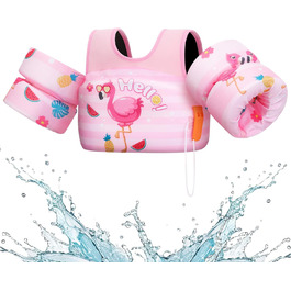 Schwimmflügel HeySplash для дітей 14-30 кг, рожеві, з писником, регульовані, для навчання плаванню