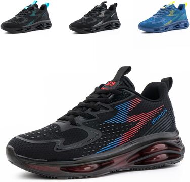 Кросівки для бігу Hitmars для чоловіків: спортивні, легкі, дихаючі, для бігу, фітнесу, вулиці, повсякденного носіння, чорно-червоні, розміри EU39-46