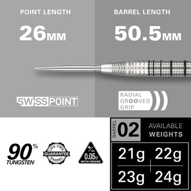 Дарти Target Darts EXO Edition 90% Tungsten (Вольфрам) 24g – Професійний набір сталевих дротиків з наконечниками Stahlspitze, Swiss Point, Pro Grip та польотами No.6