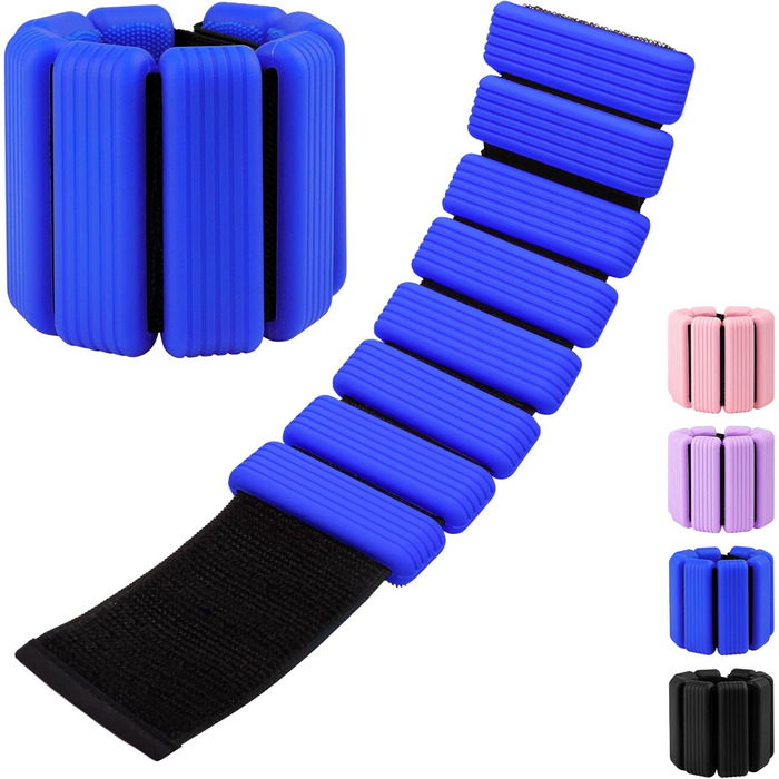 Ваги для ніг та рук, регульовані | Набір 2 шт (1 кг пара, 0,5 кг кожний) | Силіконові ваги на зап'ястя для жінок | Йога, пілатес, танець, балет, біг, плавання, кардіо (блакитні)