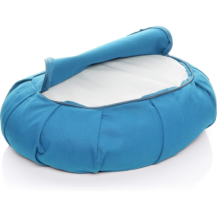 Подушка для йоги та медитації BODYMATE Halbmond 42x30x15 см, блакитна - гречане лушпиння, бавовняний чохол (прати в машині)